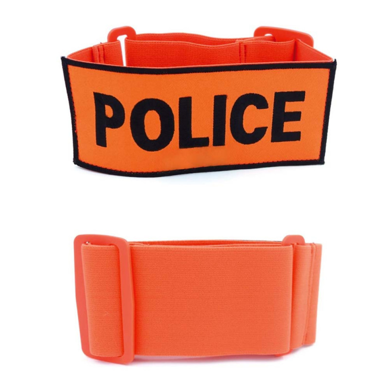 BRASSARD BRODE TISSU ORANGE Police