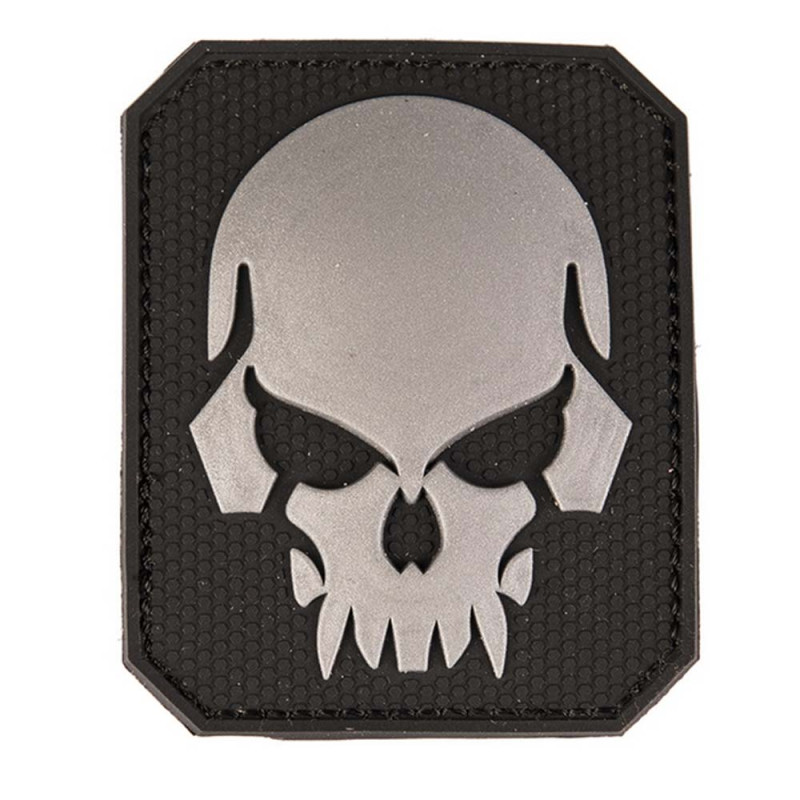 PATCH 3D SKULL AVEC SCRATCH PVC NOIR