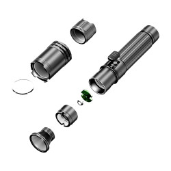Lampe tactique rechargeable A1 PRO LED - 1300 lumens