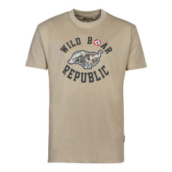 T-SHIRT WILD BOAR REPUBLIC SANGLIER COURANT Beige 01