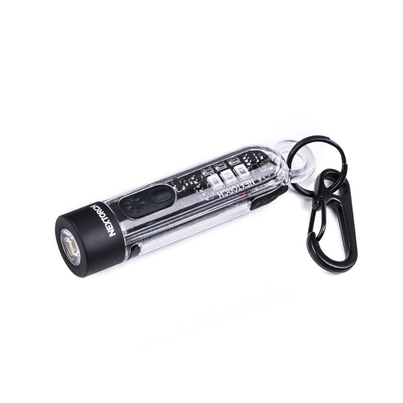 Lampe porte-clés rechargeable multifonctions K40 - éclairage blanc, rouge et bleu + UV - 700 lumens