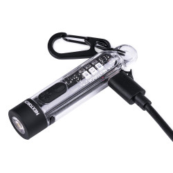 Lampe porte-clés rechargeable multifonctions K40 - éclairage blanc, rouge et bleu + UV - 700 lumens