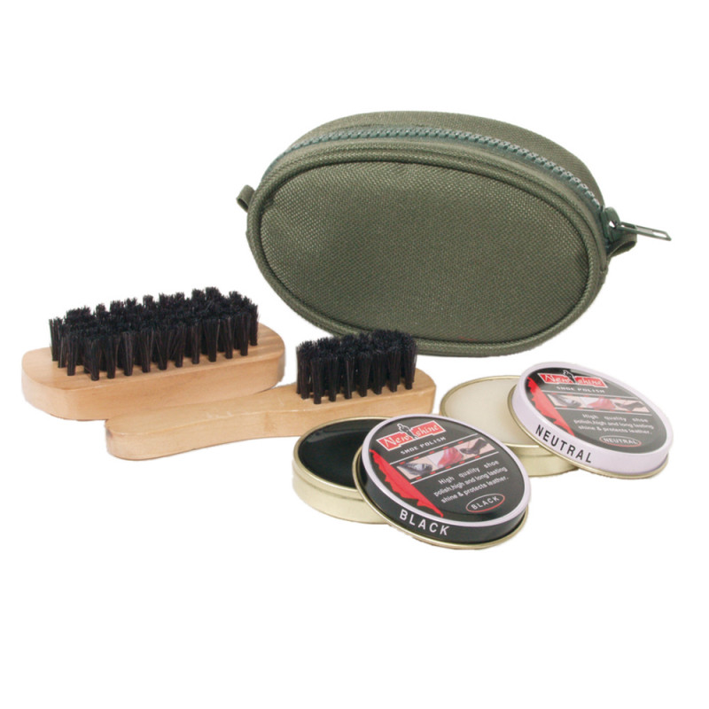 Kit de nettoyage chaussures kaki