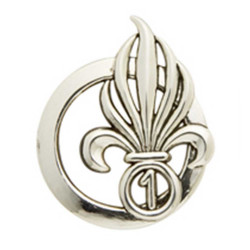 Insigne de béret argenté Légion 1er Régiment Étranger de Cavalerie