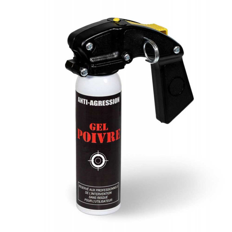 Aérosol lacrymogène anti-agression gel poivre 100 ml avec poignée
