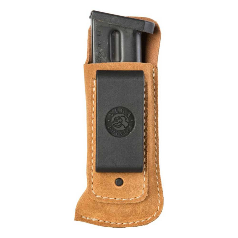 Porte-chargeur simple inside cuir souple beige pistolet automatique 01