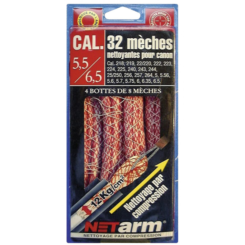 Blister 32 mèches rouges pour calibres 5,5 à 6,5 mm