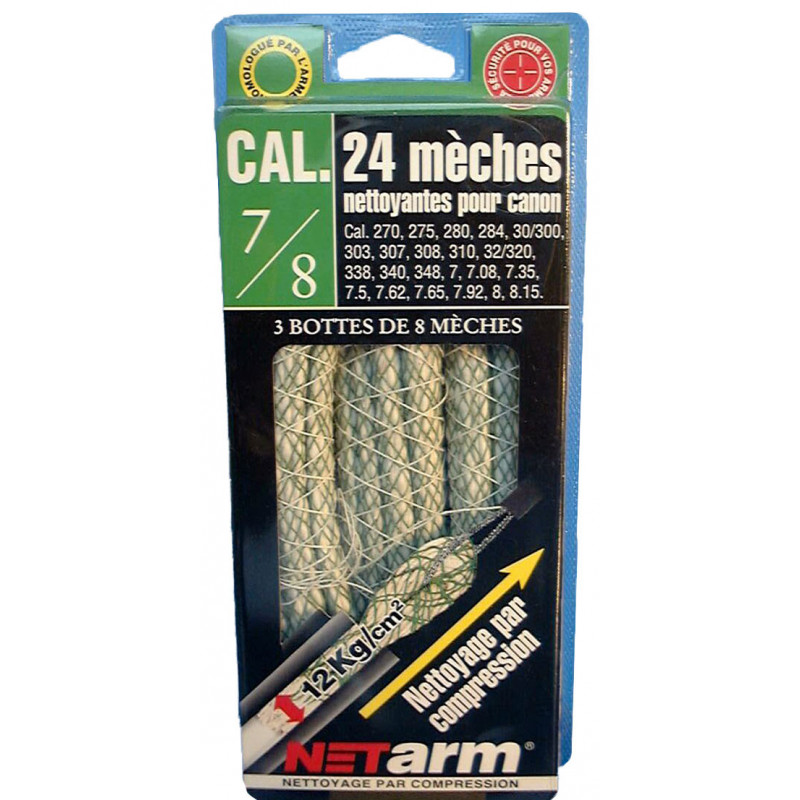 Blister 24 mèches vertes pour calibres 7 à 8 mm