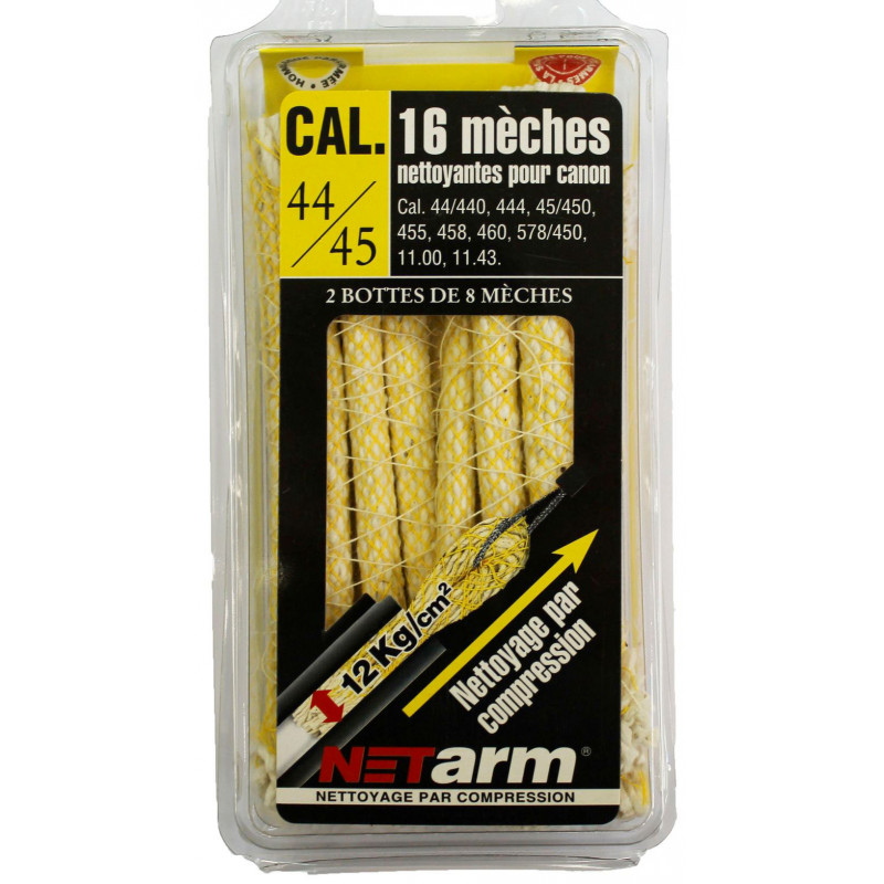 Blister 16 mèches jaunes pour calibres .44 à .45"