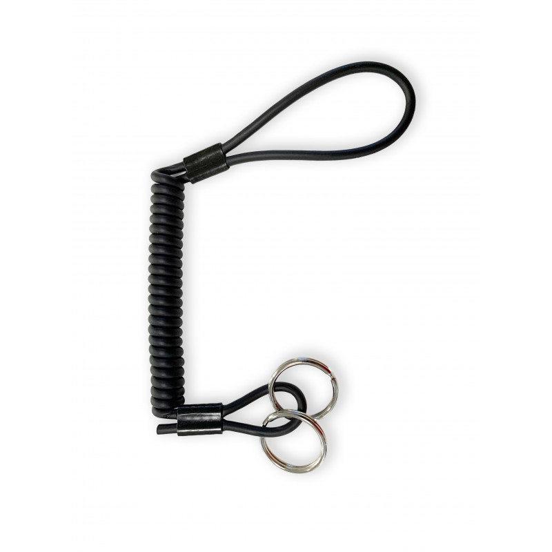 Dragonne de sécurité Kevlar® 80 cm avec anneaux porte-clés noir