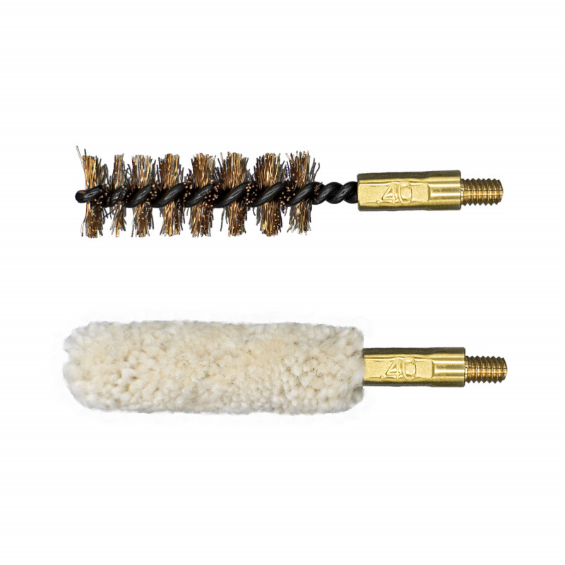 Lot de 2 brosses de nettoyage combinées pour arme calibre .40"/10 mm
