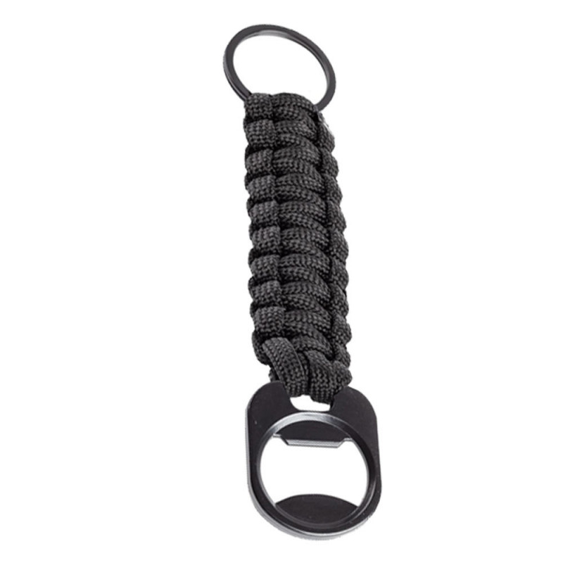 Porte-clés en paracorde noir avec décapsuleur