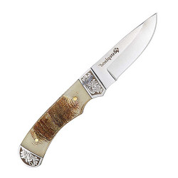 COUTEAU LAME 7 CM. ETUI CUIR MANCHE MOUFLON